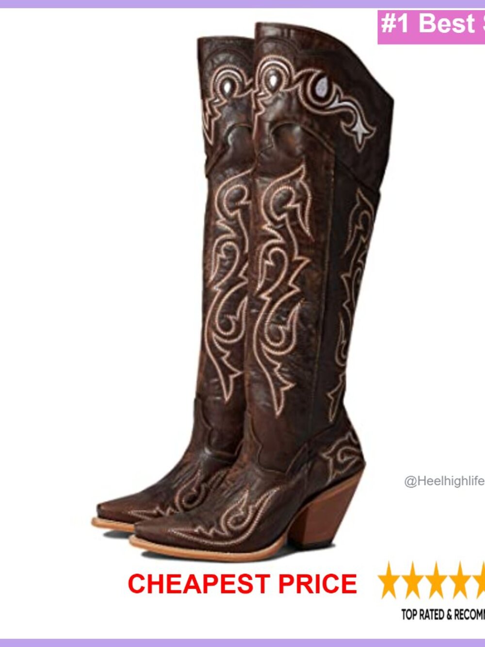 Dan Post Kommotion Embroidered Snip Toe Leather Over the Knee Boots
